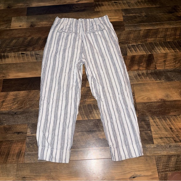 Madewell White & Navy Striped High Waist Cropped Pants - Picture 2 of 3